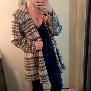 Sundance Plaid Wool Car-Length Coat Size L